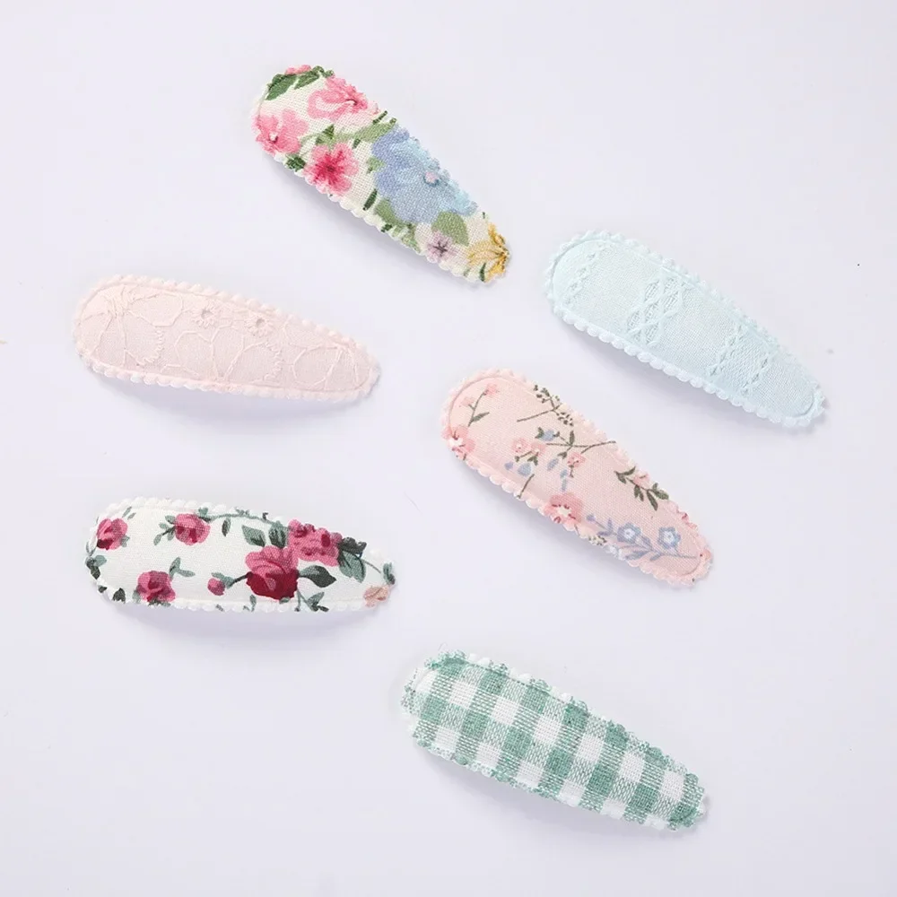 6Pcs/set Fabric Oval BB Barrettes Retro Hair Clips Sweet Girl Cute Embroidery Flower Hairpin Floral Kid Hair Accessories Fashion