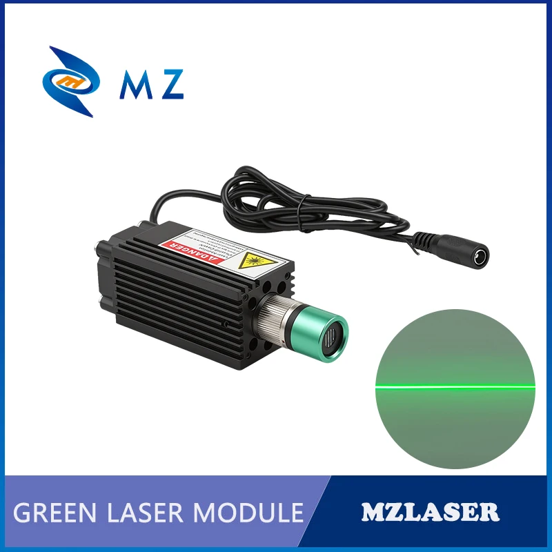 Adjustable Focusing Green Line Laser Module D33x33x75mm 520nm 100mW 200mW 300mW 500mW 1000mW 12V 24V for Woodwork with Adapter