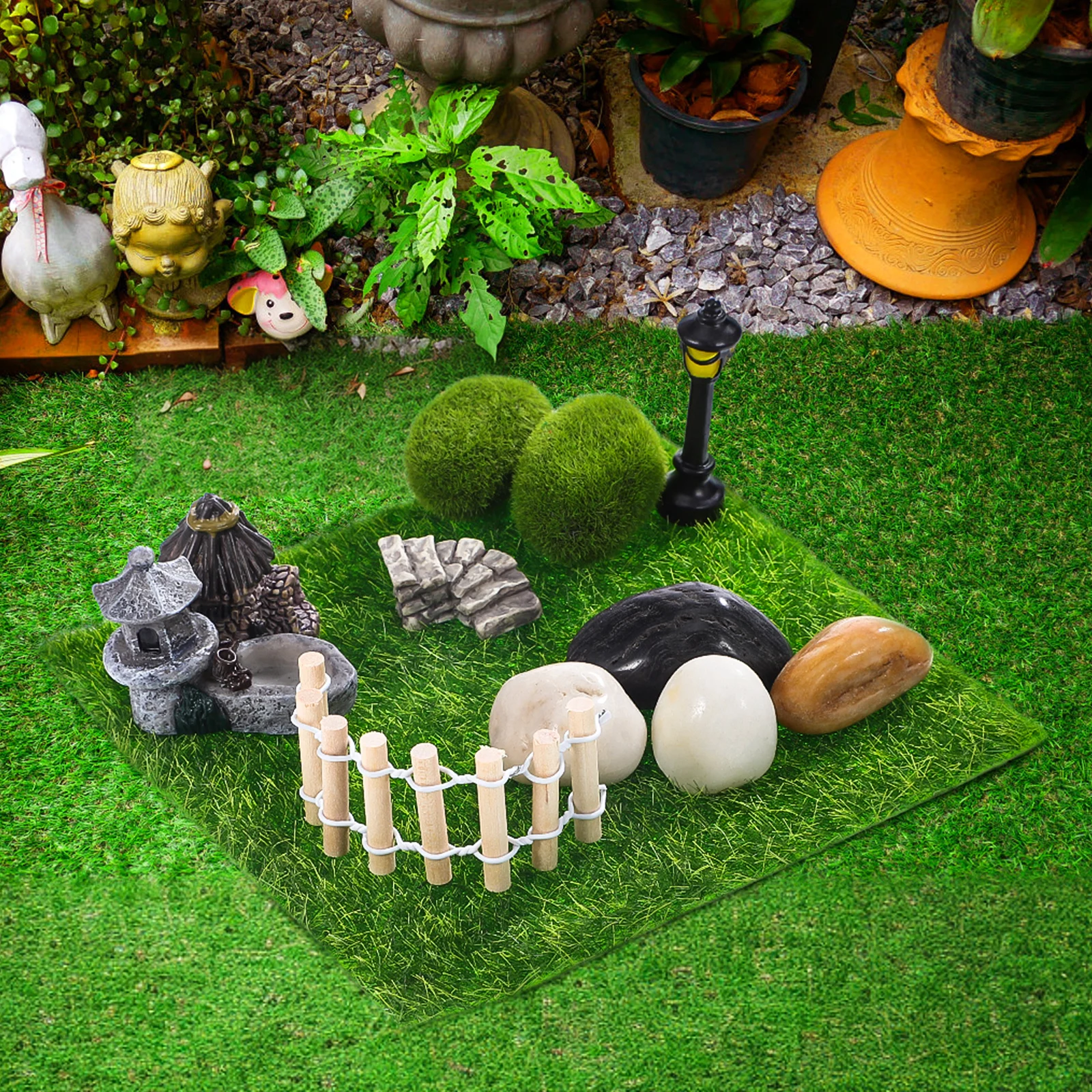 

27 Piece Micro Landscape Decoration Set Plastic Mini Garden Accessories Fairy Garden Kit Mini Figurines Terrarium Decor Long