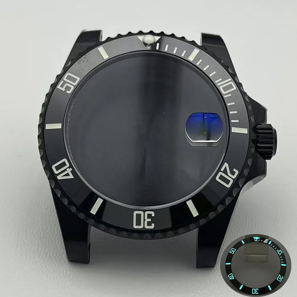 

The PVD black NH35 40mm men's watch has a sapphire crystal case. It is compatible with the NH35, NH36, NH38, and NH34 movements,