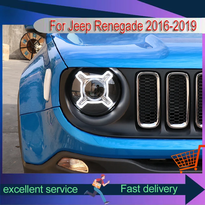Car Styling for Jeep Renegade 2016-2019 Modified Far and Near Integration Projector Lens LED DRL Headlight Accessories