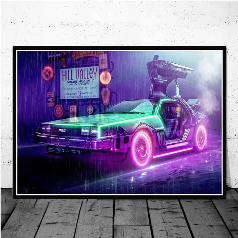 To Wall Back Canvas the Prints Future Movie Painting Classic Cool Art Car Poster And Vintage Pictures For Living Room Home Decor