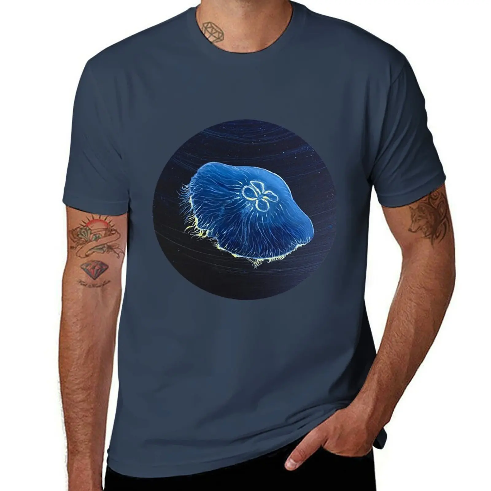 

Moon Jellyfish T-Shirt Basic Short Sleeve T-Shirt for Men