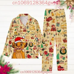 The Lion King Simba Pajama Set Disney Christmas Casual Men's and Women's Long Sleeve Shirt Pajama Set