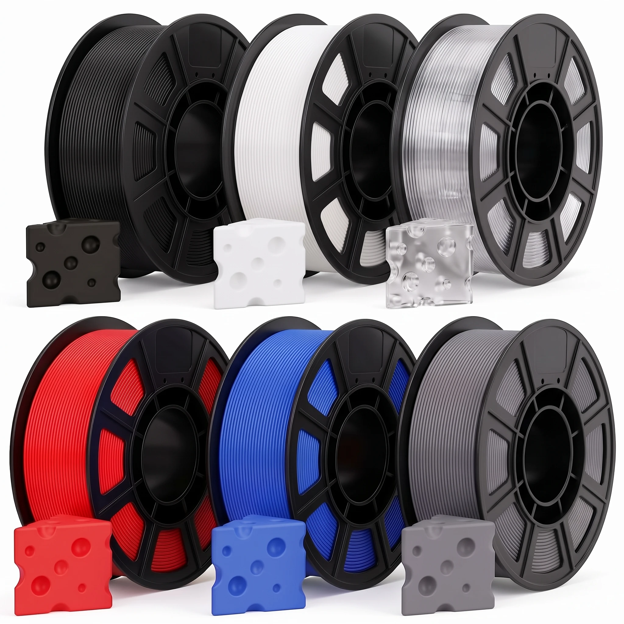95A TPU Filament 1.75mm Soft Flexible 3D Printer Filament High Dimensional Accuracy 6pcs 250g Spool