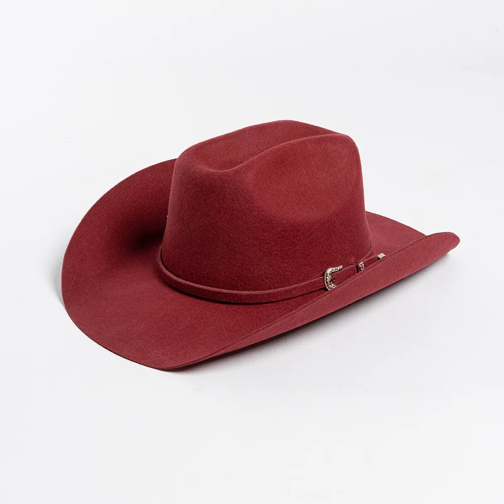 Cowboyhut aus 100 % Wolle, Herbst und Winter, gleiche Farbe, Accessoires, klassischer Panama-Cowboyhut, Sombrero Vaquero – Detail 7