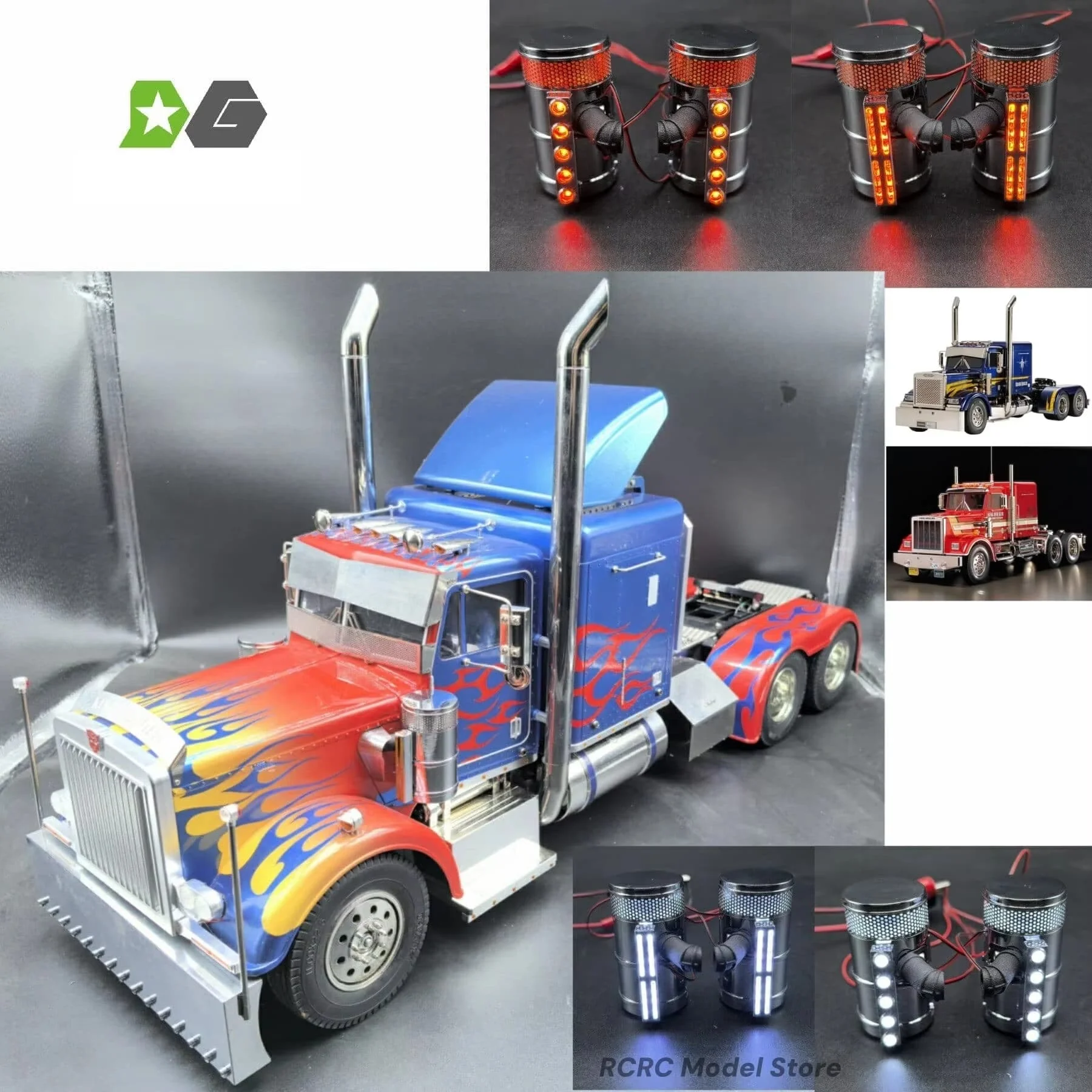 Model Truck Metal Lighting Air Filter Air Cleaner For Tamiya King Hauler Grand Hauler 56301 56344 1/14 RC Tactor Truck Parts