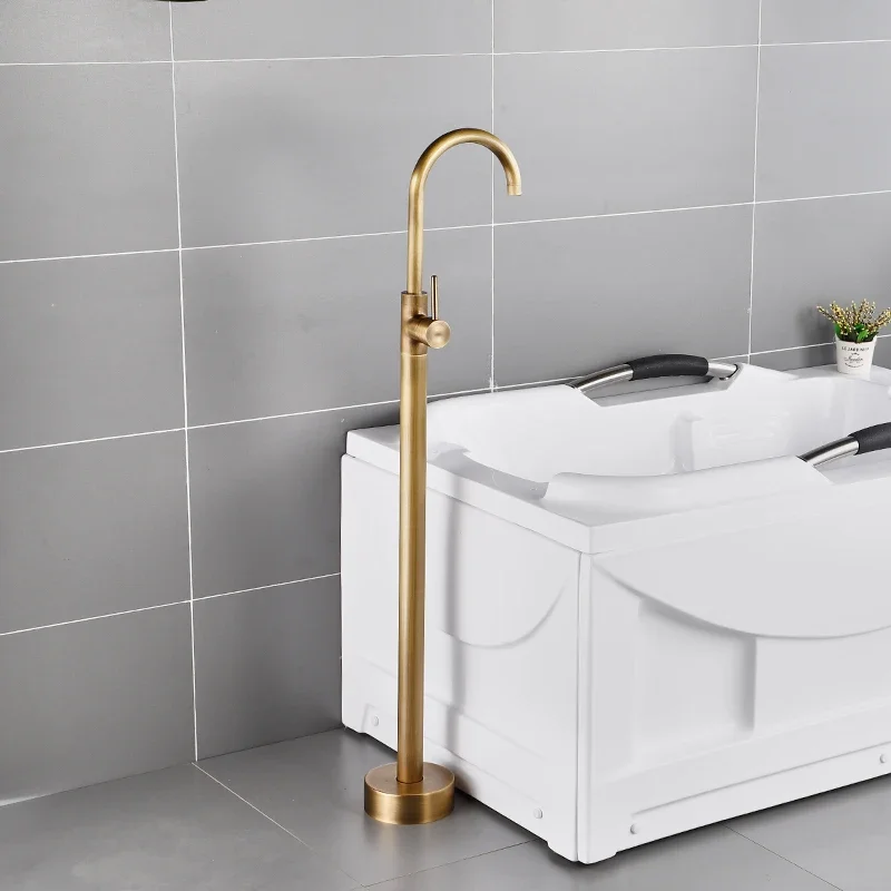 Floor Stand Bath Faucets Bathtub Hot Cold Water Mixer Antique Bronze Contemporary Ceramic Woven Poly Bag+ Carton Box Brushed