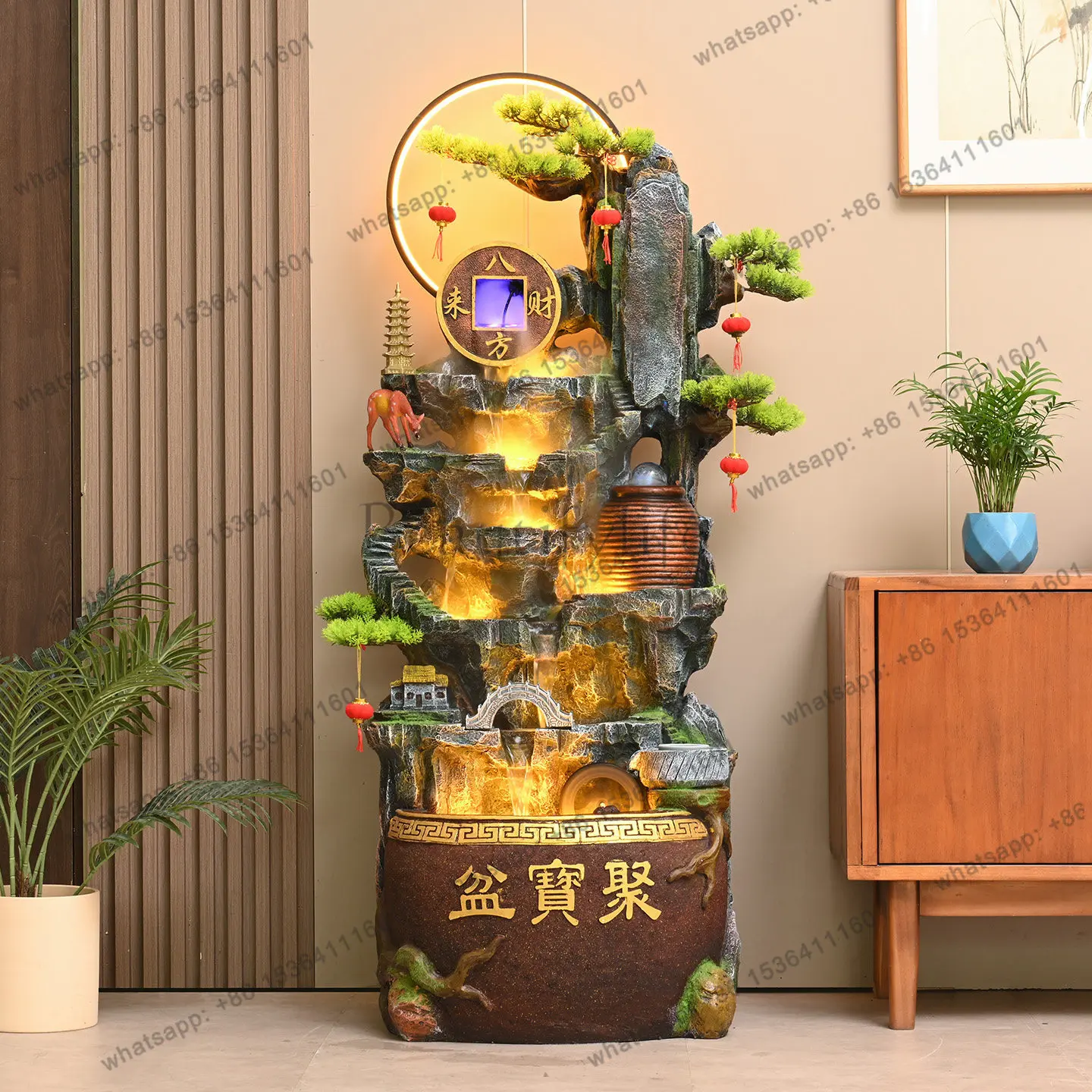 Floor-to-ceiling Running Water Ornament, Water Feature Decoration Next To The TV Cabinet in The Living Room, Housewarming Gift