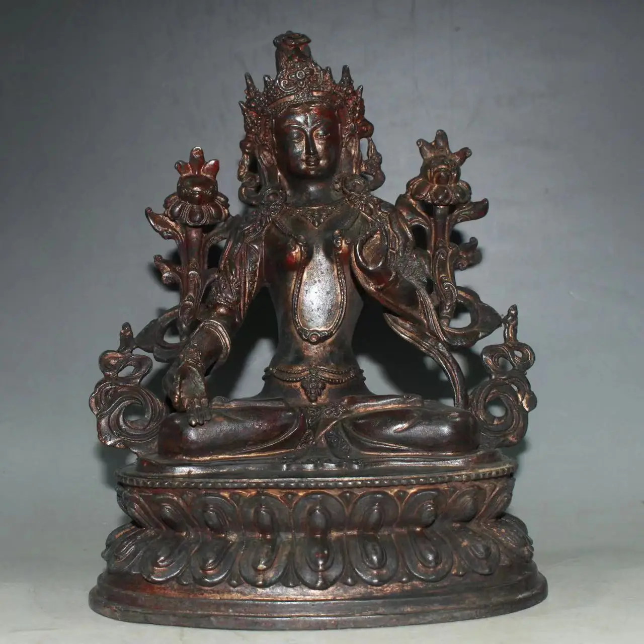 Old copper Hand-made the Celestial Tara Buddha statue,Free shipping