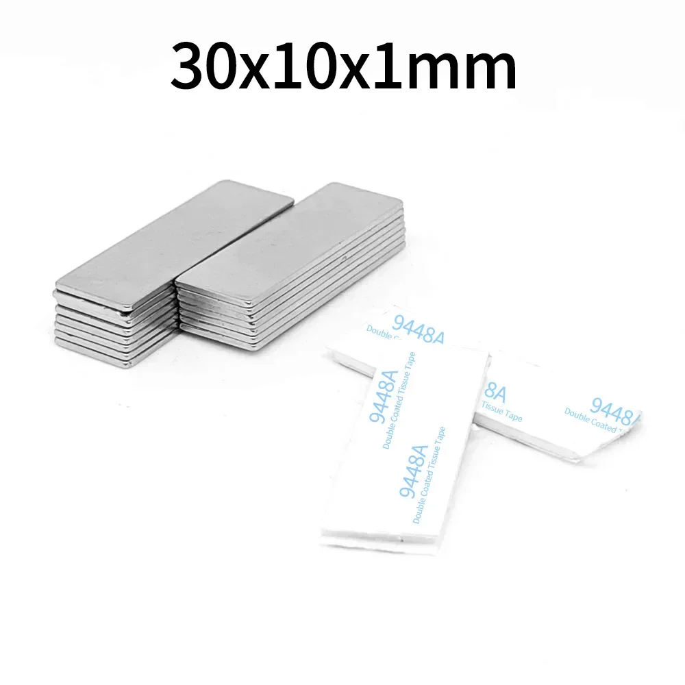 30x10x1mm Block Strong Magnets 20x10x1 Sheet Permanent Neodymium Magnet With Double Sided Adhesive Tape 30*10*2 20*10*2 40*20*2