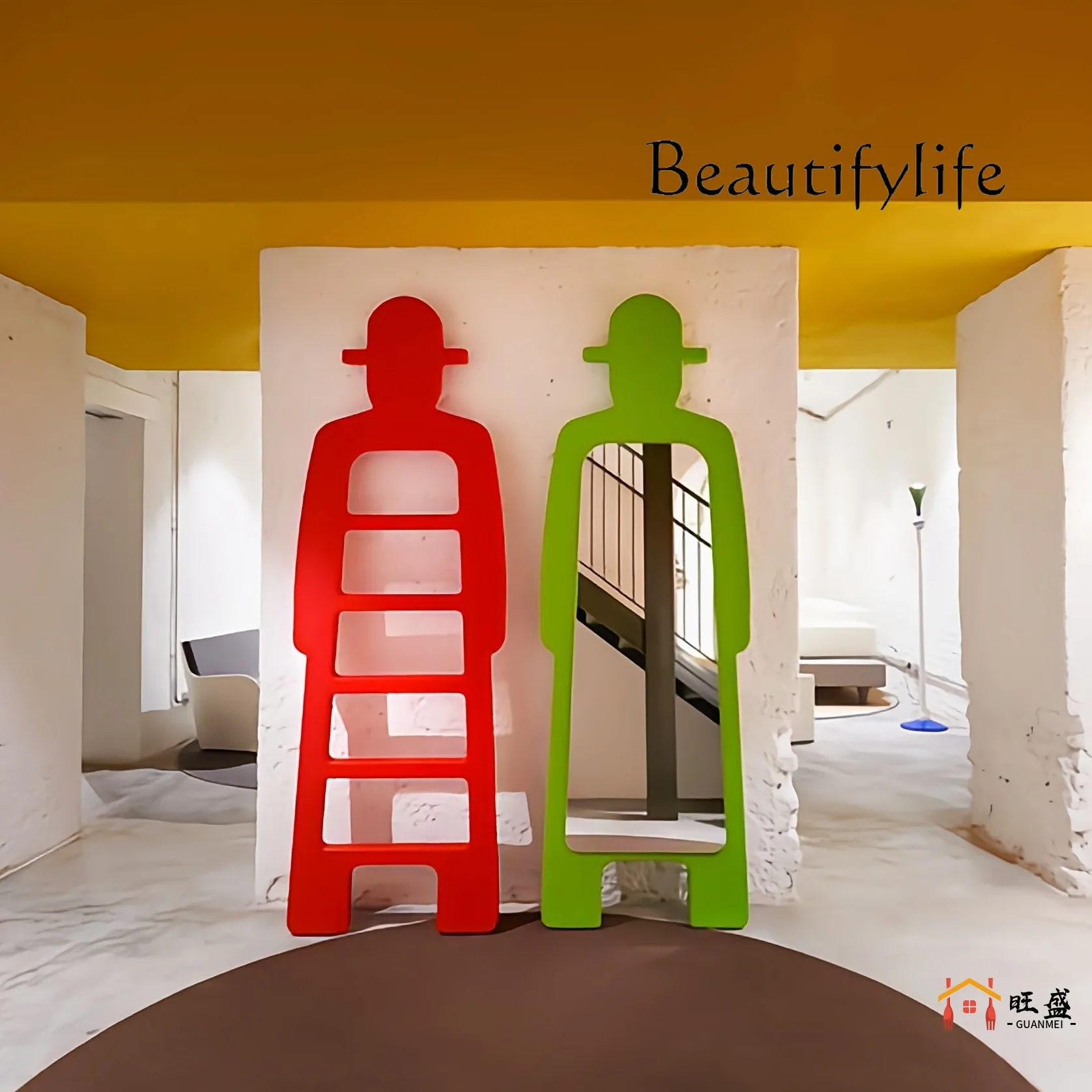 Personalized dressing mirror creative floor mirror special-shaped modern simple wall-mounted humanoid fitting mirror