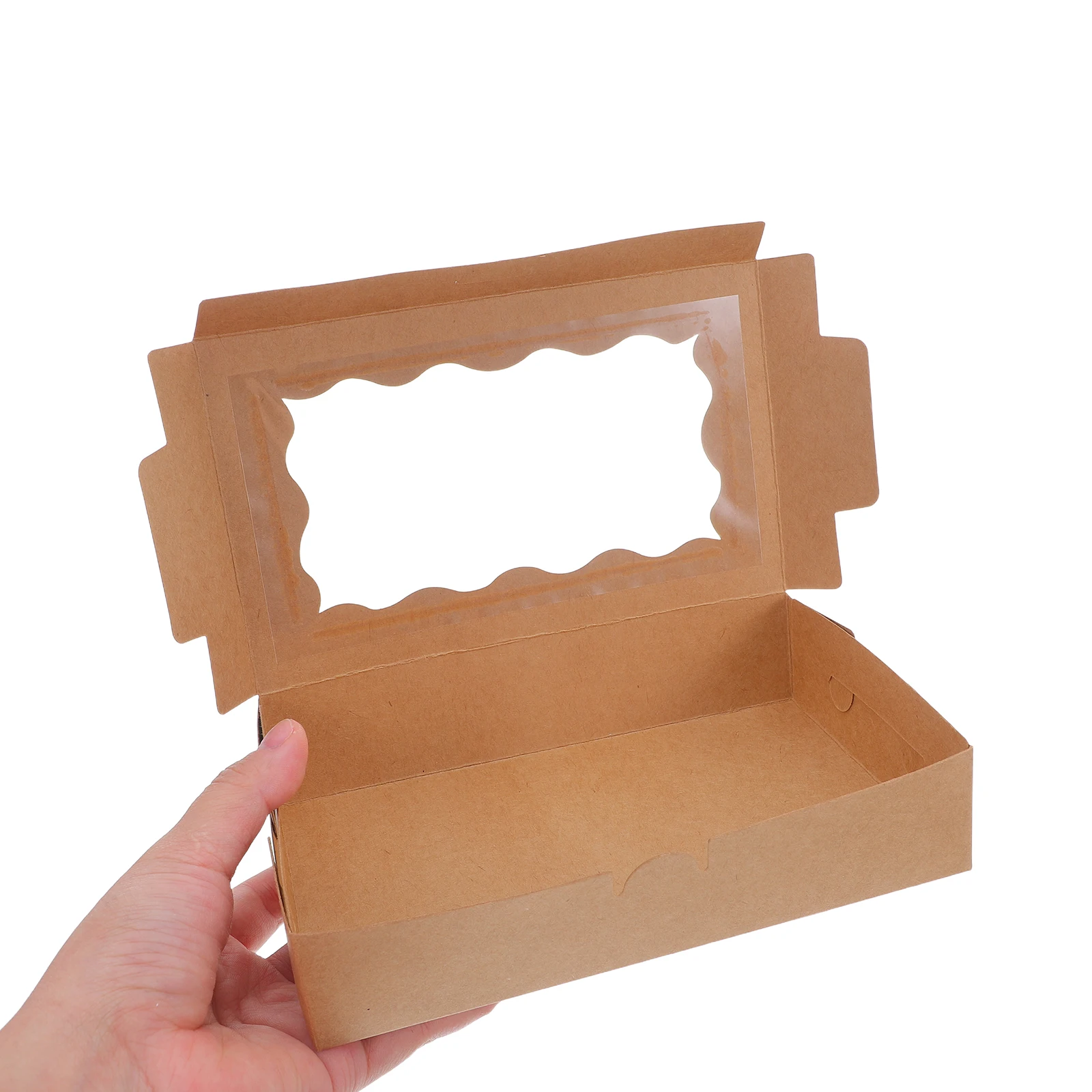 

50Pcs Kraft Paper Bakery Packaging Box Clear Window Pastry Cookie Dessert Take-Out Container Chocolate Muffin Donut Macaron Mini