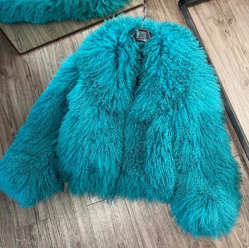 

Women's Mongolian goat leather belt collar, real fur, natural winter warmth and fashion