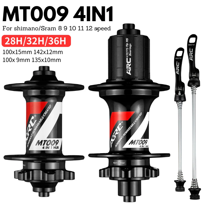 ARC MT009 4IN1 MTB 자전거 허브 6볼트 디스크 브레이크 자전거 허브 HG 마이크로 스플라인 SRAM XD 8 9 10 11 12v 자전거 액세서리 호환