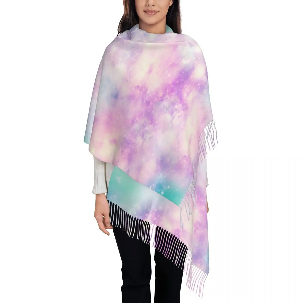 

Unicorn Colours Galaxy Universe Print Women's Pashmina Shawl Wraps Fringe Scarf Long Large Scarf