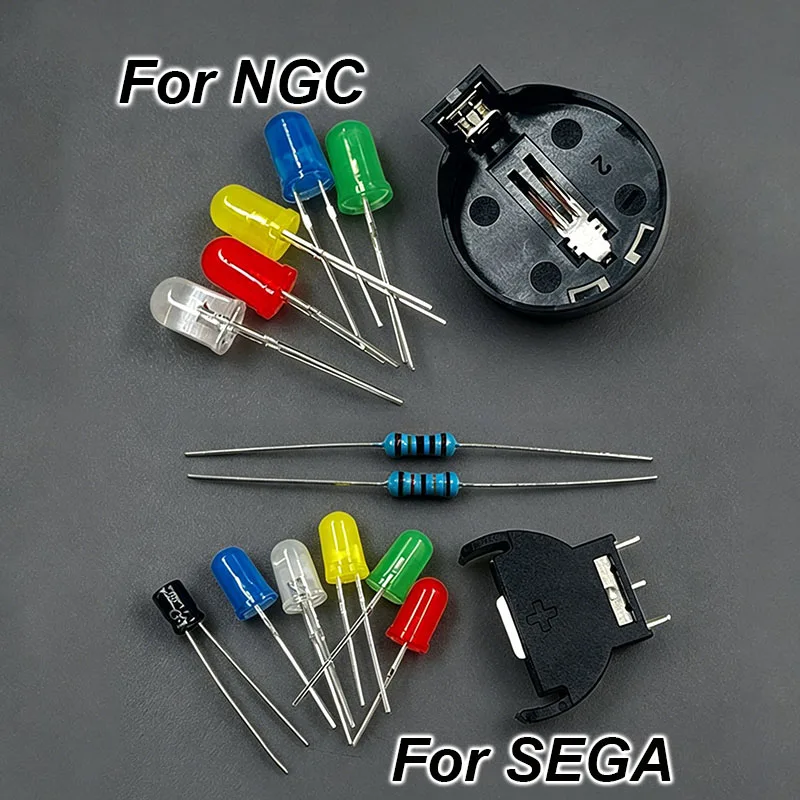 1 Set For NGC Battery Upgrade For SEGA DC Controller Ports PCB Power LED Kit Fuse Capacitor Battery Holder Kit