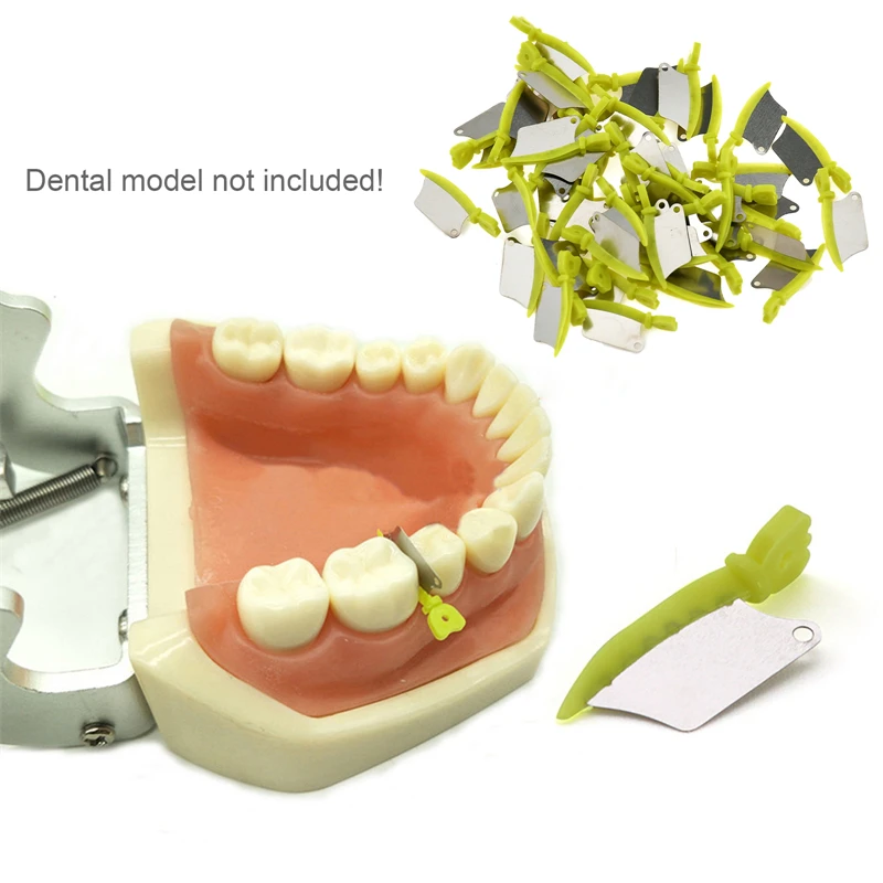 50PCS/BOX Dental Wedge Guard with Metal Teeth Interproximal Plastic Wedge Knife With Protection Steel Matrix