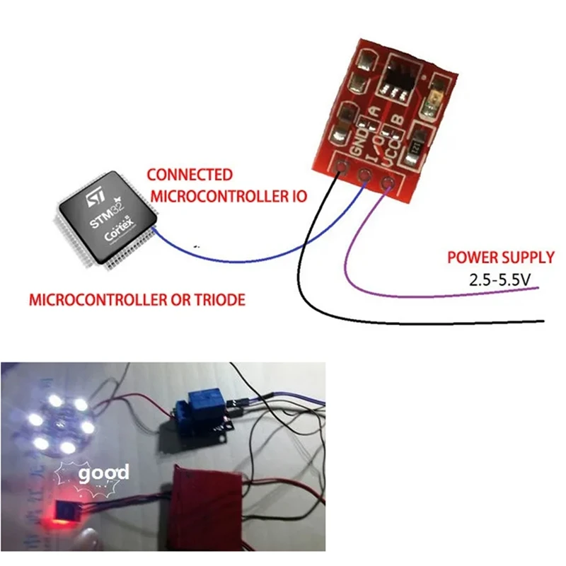 TTP223 Touch Button Module, Self -Lock-to-Point Capacitância Switch, Transformação unilateral, durável, 60pcs