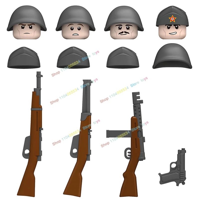 

N641-644 MOC военные военные строительные блоки, фигурки героев, офицеров, солдат, доспехов, шлем, оружие, аксессуары, детская игрушка в подарок