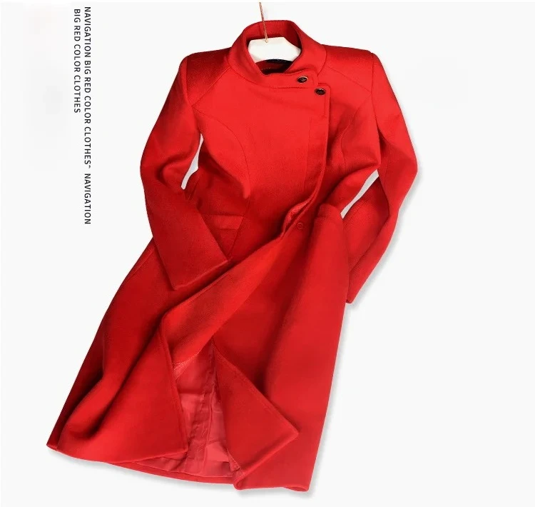 China Southern Airlines Flight Attendant Woolen Coat Women Wool Fabric Winter Mid length Thickened Aviation Overcoat Uniform