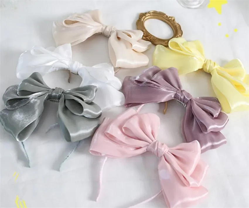 Prinzessin Perlglanz Großen Bogen Band Stirnband Frauen Haar Zubehör Lolita Cosplay Weibliche Kopfbedeckungen B2309