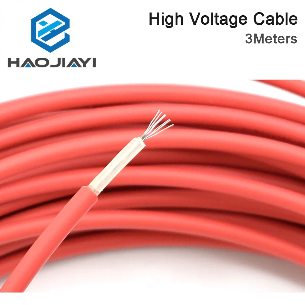 3Meters 40KV 22AWG High Voltage Cable Red Positive Lead Wire for Co2 Laser Power Supply and Laser Tube and Engraving Cutting