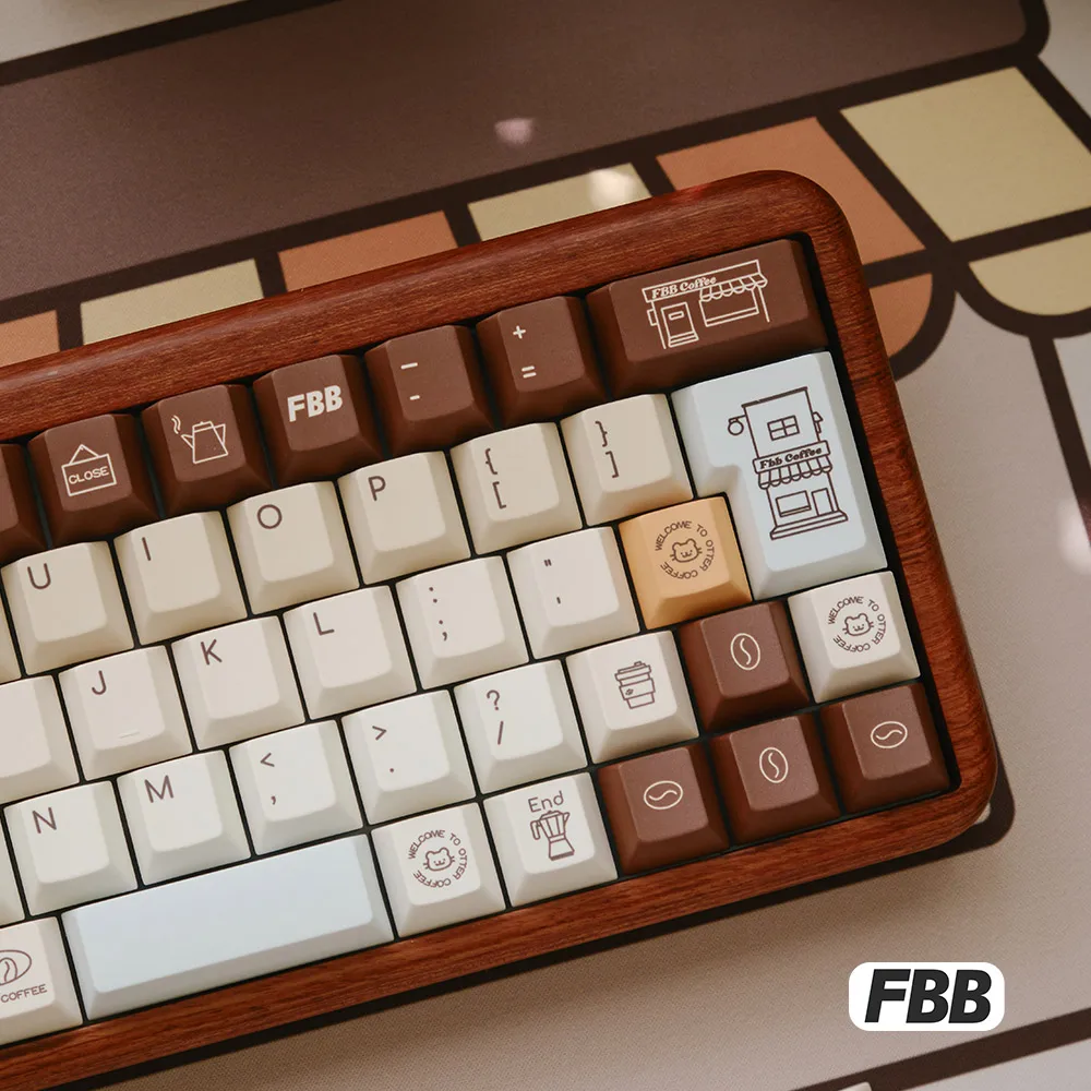 FBB أغطية المفاتيح قضاعة القهوة موضوع PBT لطيف كابيبارا مفاتيح شخصية DIY بها بنفسك للوحة المفاتيح الميكانيكية مفتاح قبعات هدية الكرتون 1.7 مللي متر سميكة