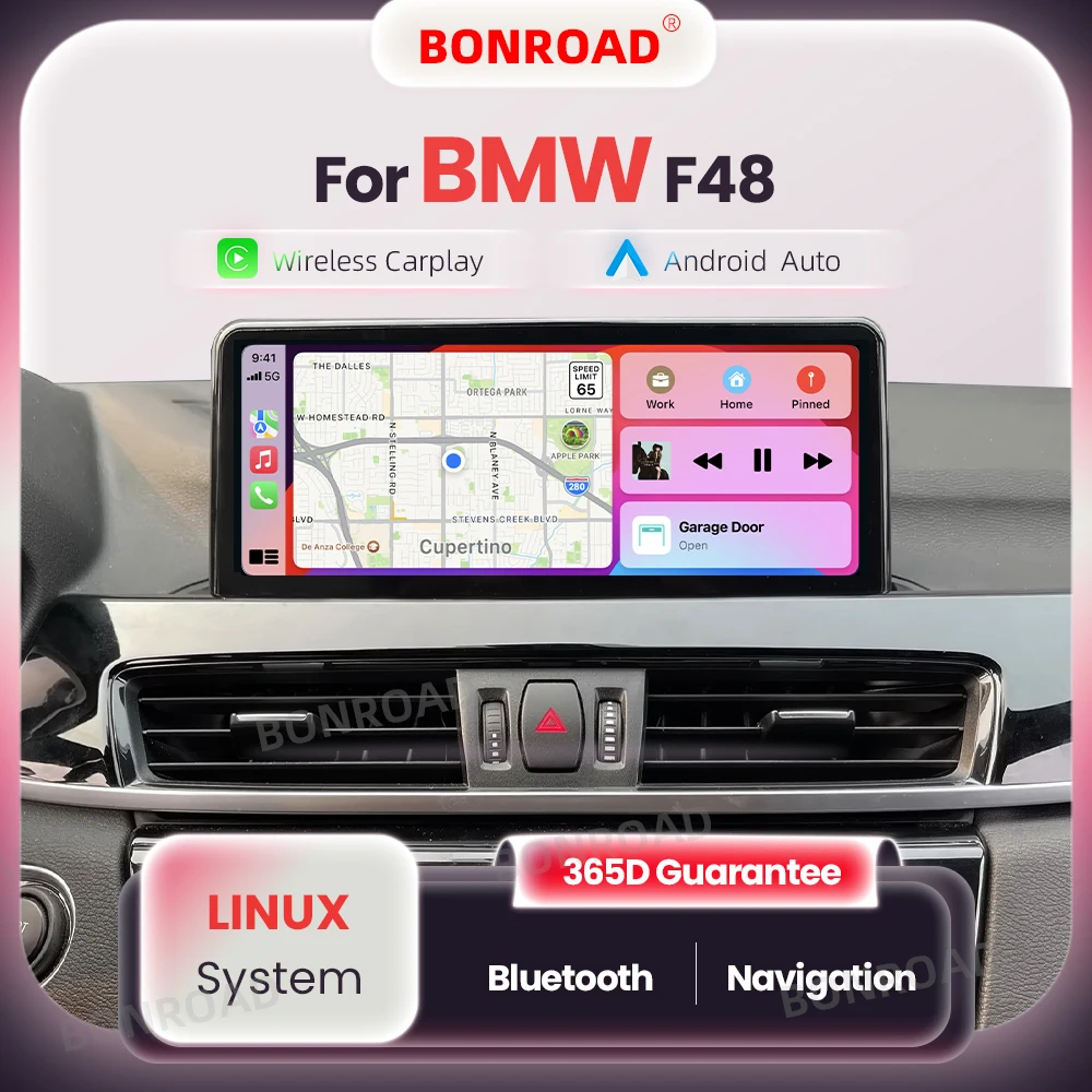 BONROAD Wireless Carplay Android Auto Autoradio Multimediale Per BMW X1 F48 X2 F49 2013-2020 Bluetooth GPS Stereo Touch Screen