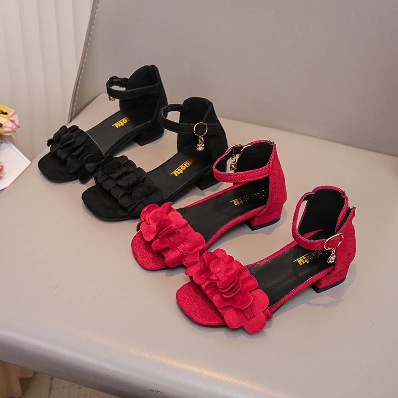 

Girls Sandals Korean Style for Party Wedding Kids Princess Shoes High Heels 2025 Summer New Children Casual Chic Shoes for Dance