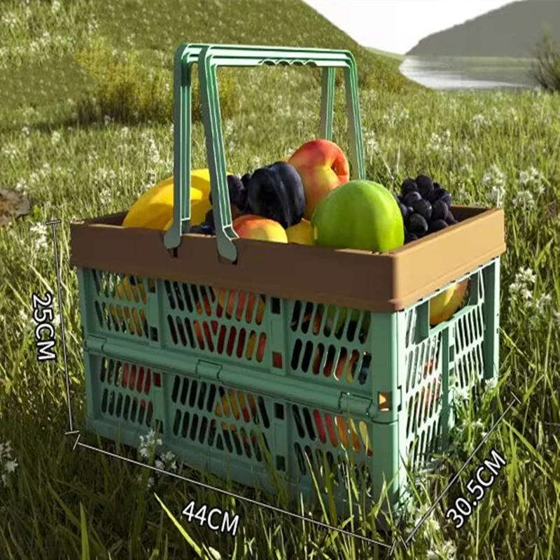 

Picnic Basket Outdoors Household Thickening Portable Folding Basket Foldable Storage Garage Home Garden Plastic Basket Park