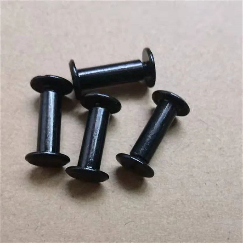 20pcs/50pcs/100pcs black Book Screw D5(m4)x4mm-50mm steel with black Chicago Screws Snap Rivet  Photo Album Screw