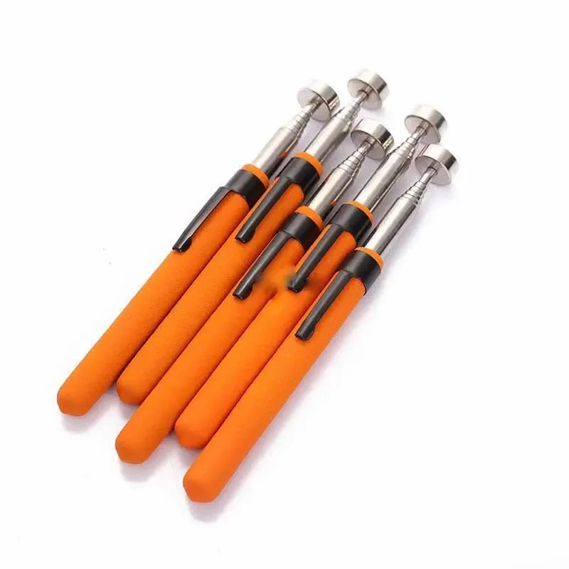 1pc 8lb Orange Red Handle Magnetic Pickup Stainless Steel Antenna Retractable Suction Iron Rod Strong Magnetic Suction Rod Tools