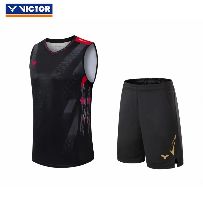 Victor Sleeveless top Short sleeve training breathable T-shirt Quick badminton shirt table tennis jerseys outdoor sports shirts