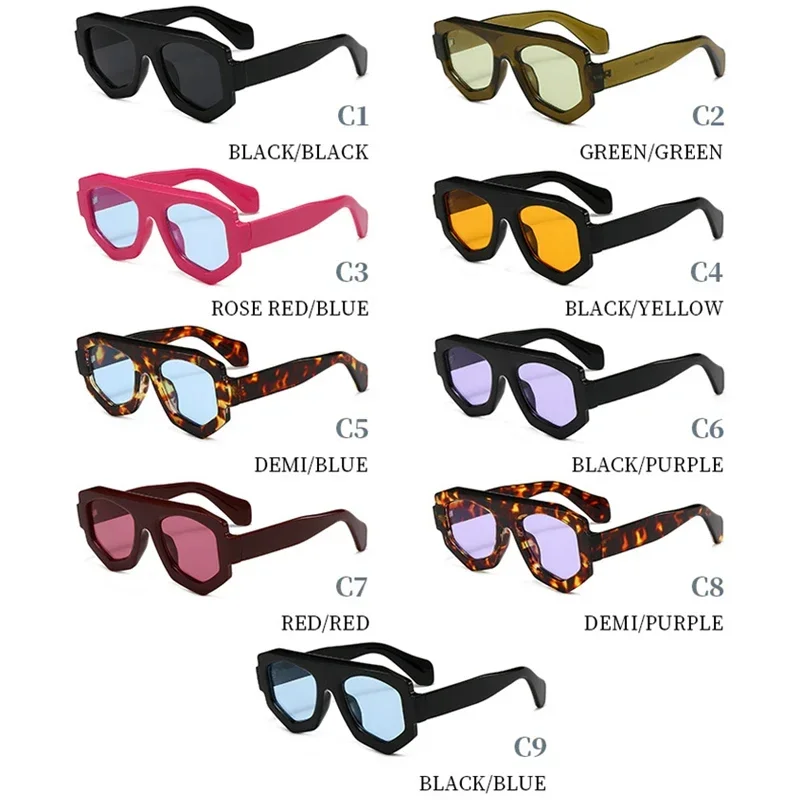 

New Polygonal Men's and Women's Large Frame Flat Lenses UV400 Fashionable and Personalized Irregular UV Resistant Sunglasses