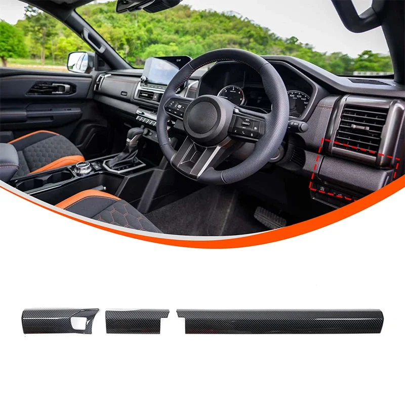 For Mitsubishi Triton /L200 2024 +ABS Carbon Fiber Pattern Car Center Console Trim Strips Interior Accessoires RHD