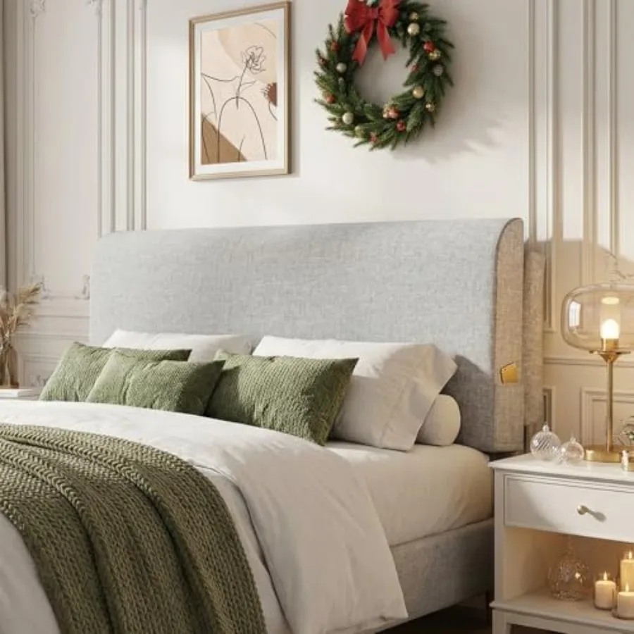 Headboard Pillow Cushion Wall Mounted No Drill Headboard Pad for Existing Bed Upholstered Soft Bed Backrest with Storage Pocket