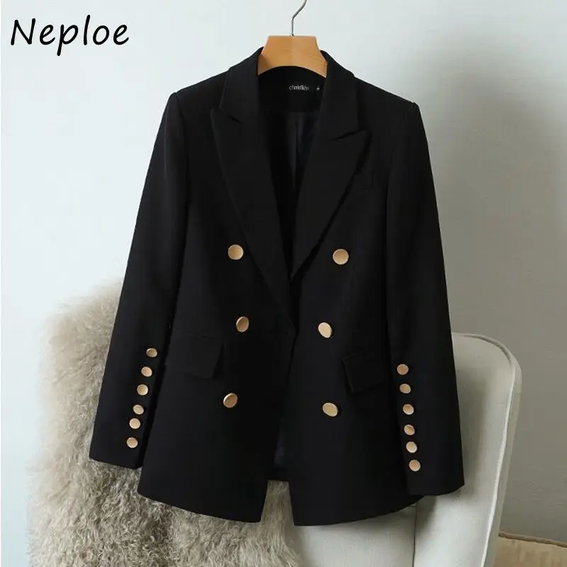 Neploe elegante doppiopetto 2024 primavera nuovi Blazer donna manica lunga colletto dentellato cappotti donna ufficio Lady Blazer giacche