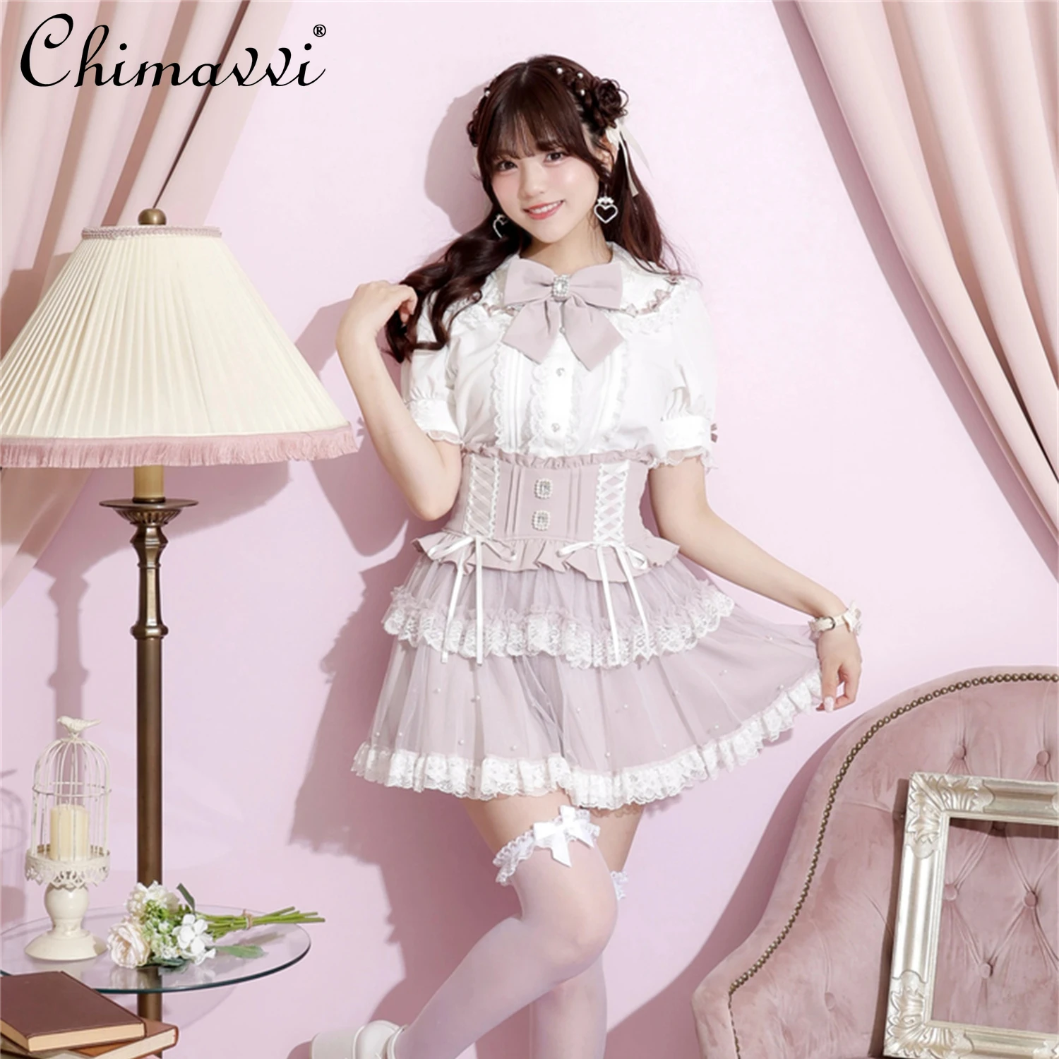 

Японская милая кукольная рубашка с воротником Kawaii Lolita, милая рубашка с бантом, осень 2021, новая облегающая рубашка в стиле Лолиты, топ