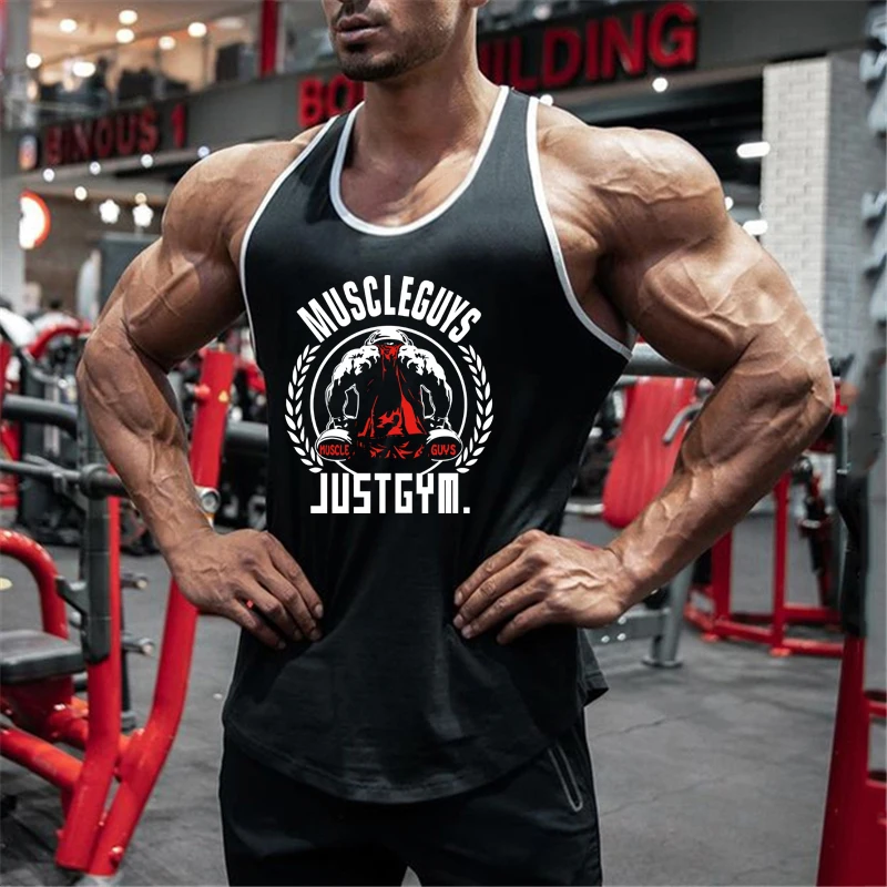 

Summer Cotton Breathable Casual Shirts Mens Fitness Muscle Sleeveless Slim Fit Tank Tops Gym Bodybuilding Sport Running Singlets