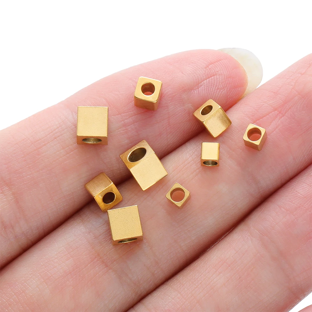 20/50Pcs 3mm 4mm 5mm Stainless Steel Cube Spacer Beads Square Loose Beads for DIY Bracelet Jewelry Making Necklace Supplies