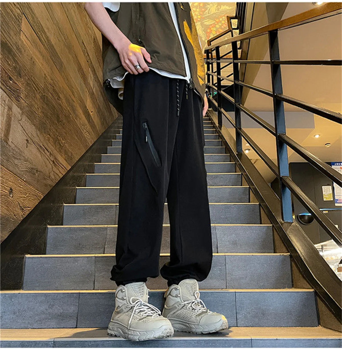 

Plus Size Summer 2025 New Men's Thin Solid Color Zipper Work Pants Fashion Loose And Versatile Straight Casual Pants