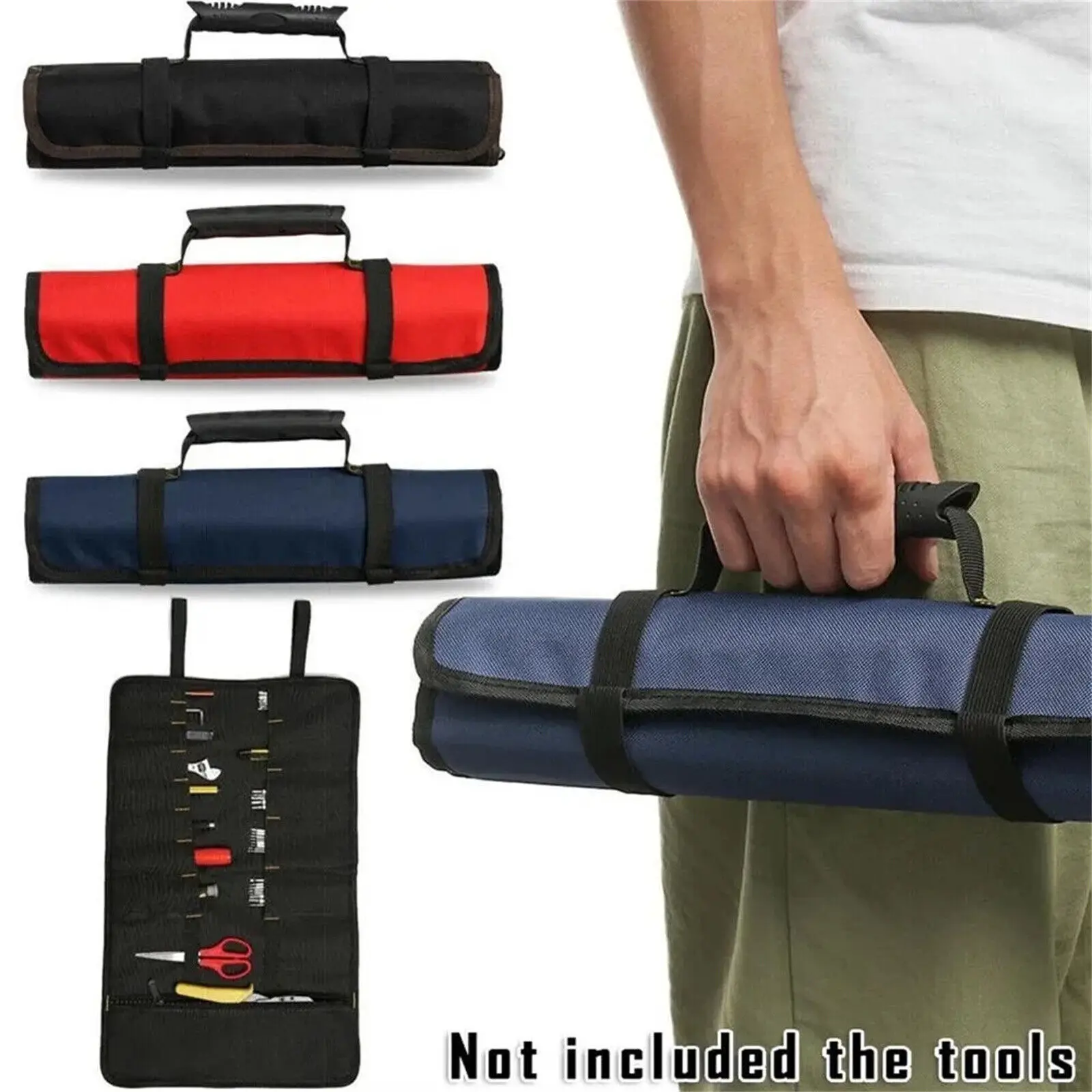 Multifunction Roller Tool Bags 600D Oxford Cloth Folding Wrench Bag Handheld Bags Roll Electrician Portable Tools Storage Pouch