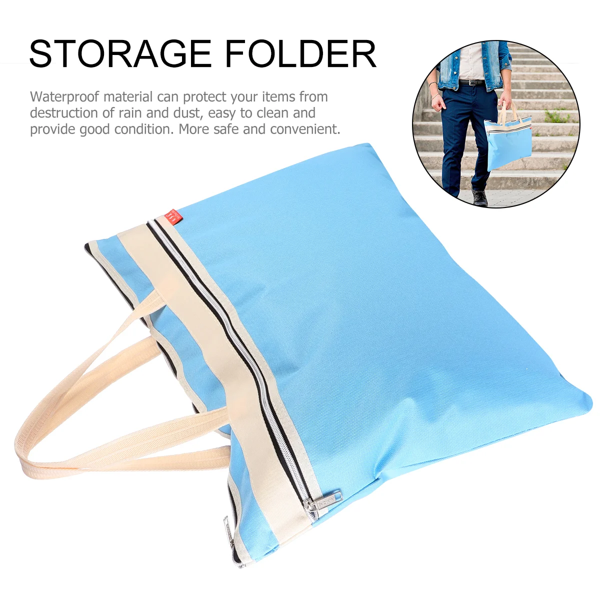 A3 File Bag Oxford Zipper Waterproof Fabric Stationery Pouch Document Folder Bags The Tote
