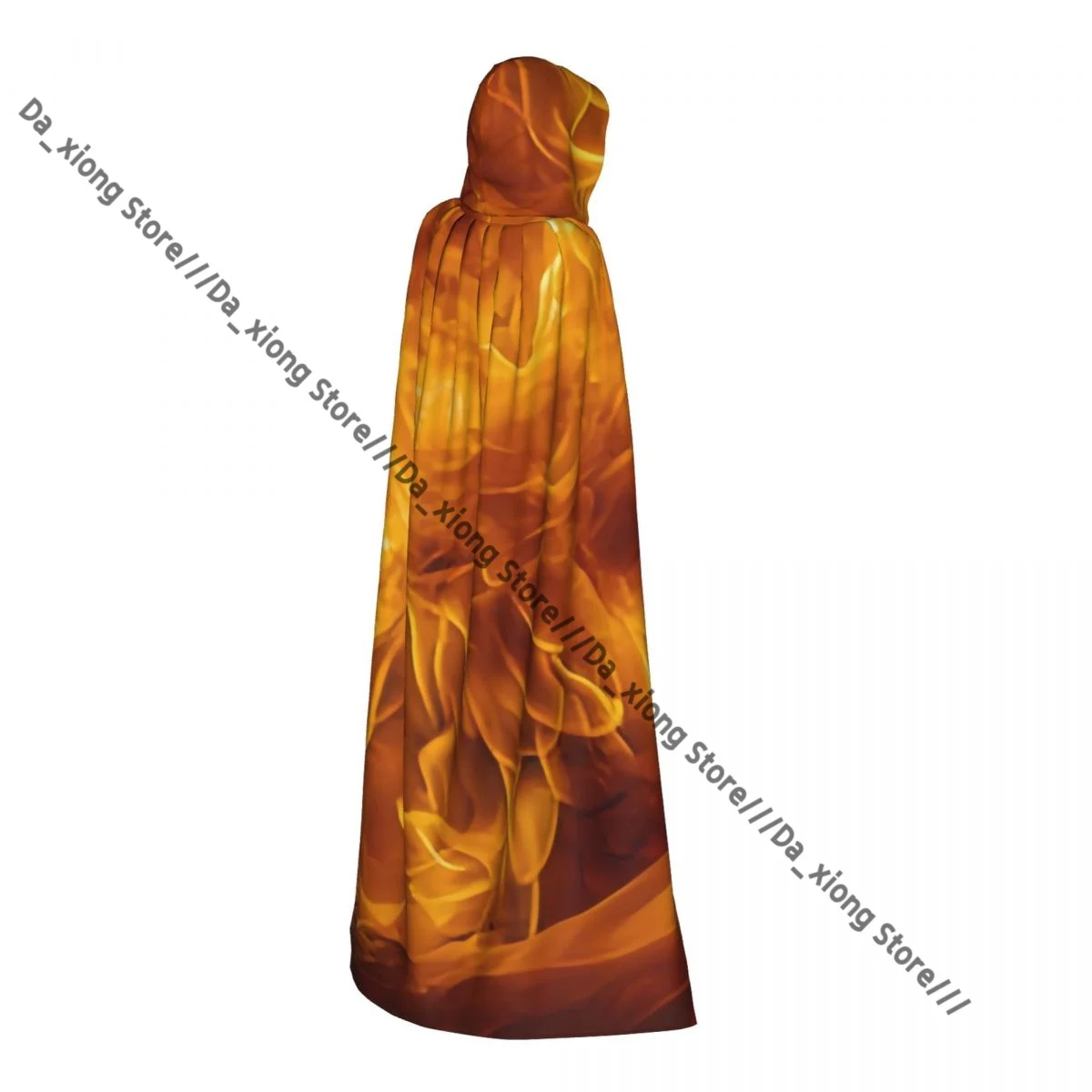 Adult Blazing Fire Flame Cloak Cape Hooded Medieval Costume Witch Wicca Vampire Halloween Costume Dress Coat