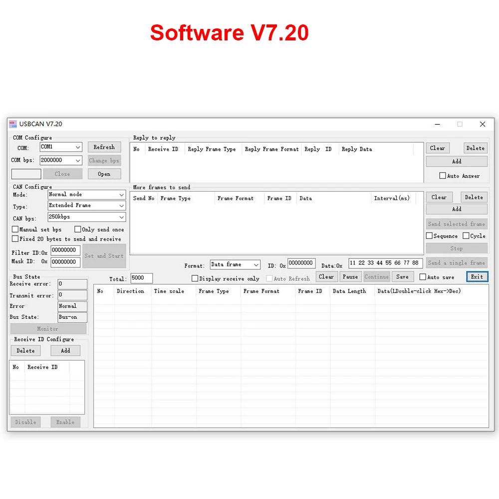 Imagem -05 - Usb para Pode Porta Serial Rs232 para Pode Adaptador Análise Conversor de Ônibus Software V7.20 Depuração Pode Comunicação Enviar Receber Dados