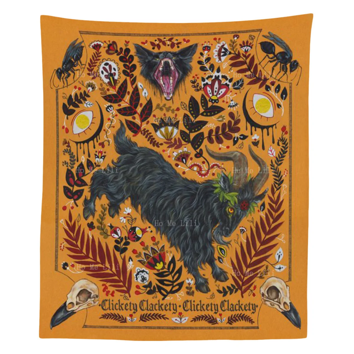 Abstract Satan Black Goat Black Phillip Pagan Witchcraft Tapestry By Ho Me Lili For Livingroom Decor