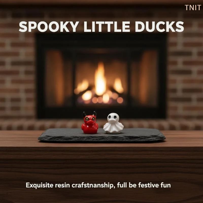 [J] 10Pcs Halloween Pumpkin Duck Micro Landscape Resin Ornament Devil Duck Halloween Carnival Party Gift Home Desktop Decoration