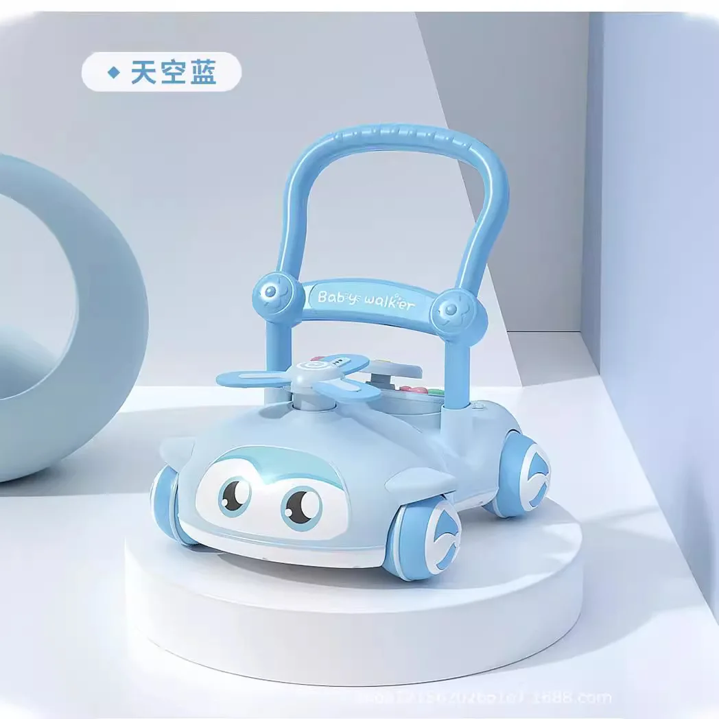 Children's Music Walker Anti-Tip Hand Push 4-Wheel Toy