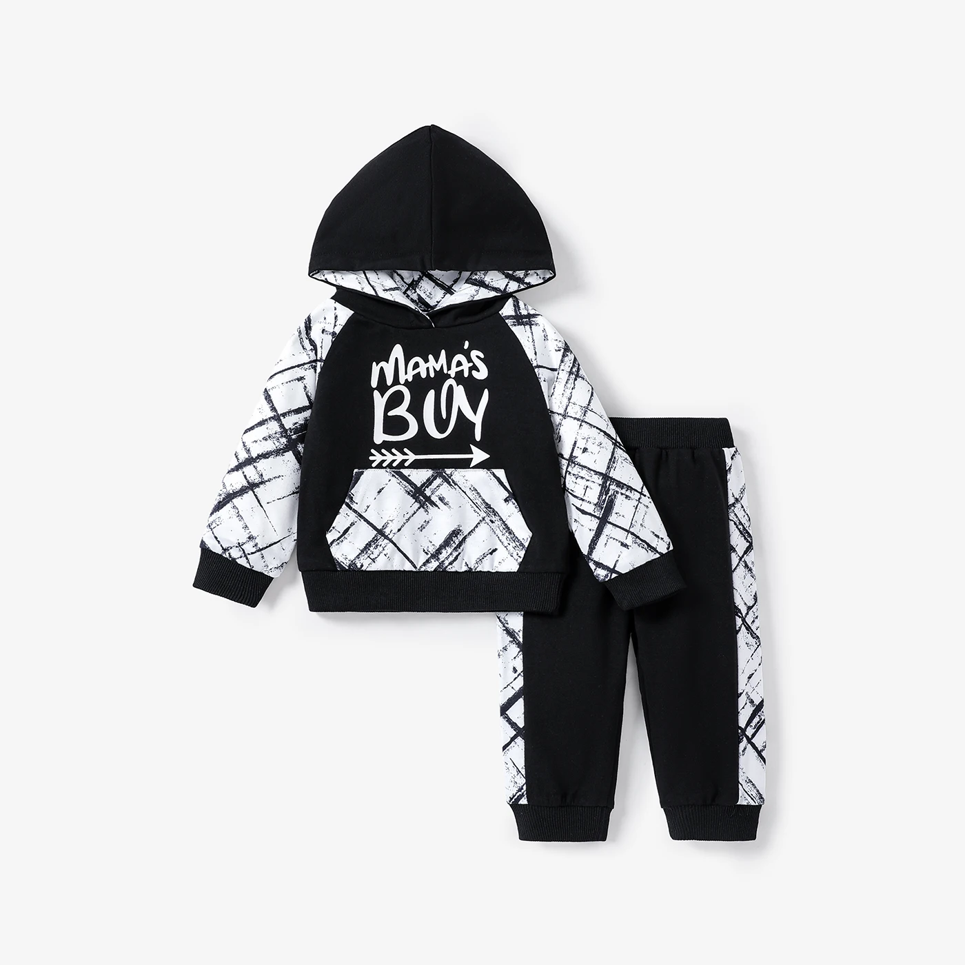 

PatPat 2pcs Baby Boy Letter Print Spliced Long-sleeve Hoodie and Sweatpants Set